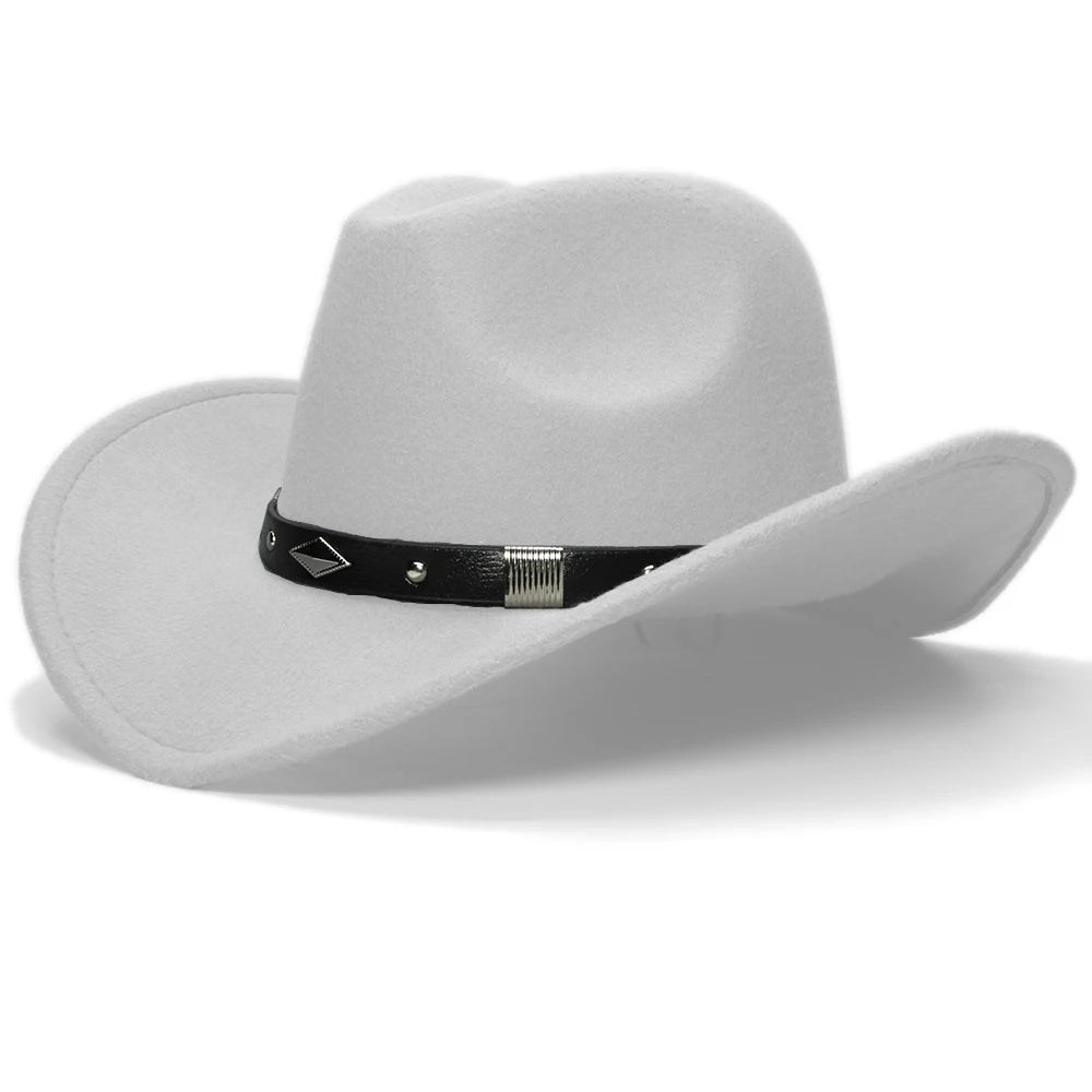 Cappello Coordinato In Feltro In Genitore Figlio Unisex Con Tesa Larga Geometria Retrò Cappello Da Cowboy Western
