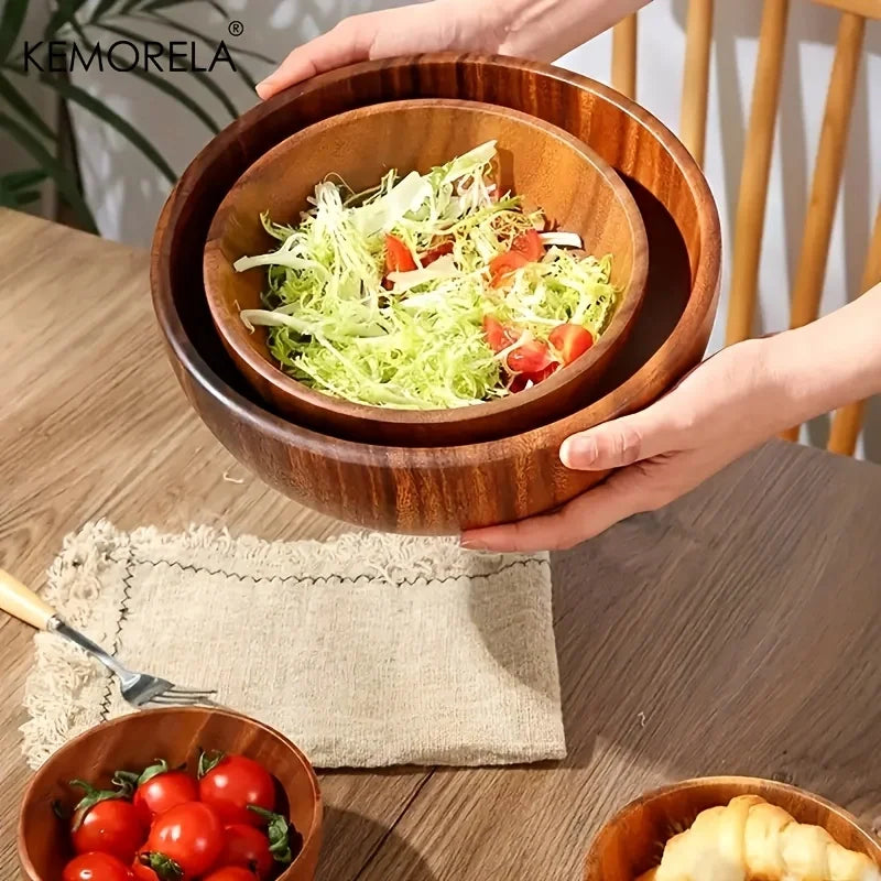 1 Pz Insalatiera In Legno Di Acacia Antiscottatura Per Bambini Decorazione Gelato Frutta E Verdura