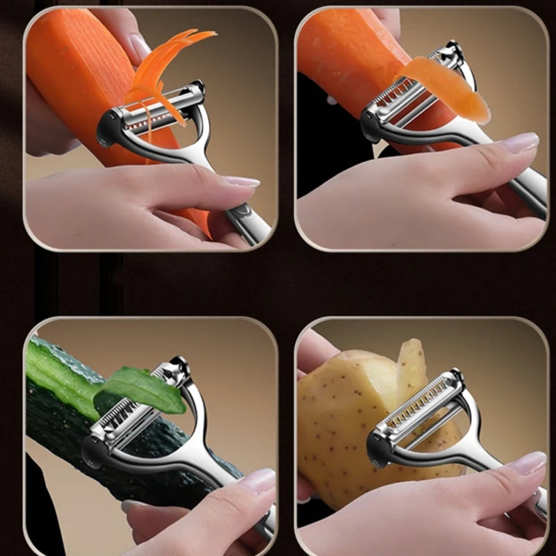 Pelapatate In Acciaio Inossidabile 2in1 Multifunzione Grattugia Per Carote E Frutta Utensili Da Cucina Pelador
