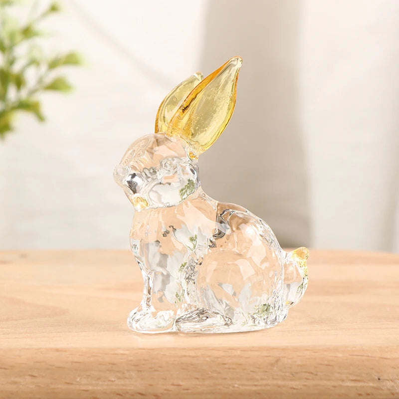 Figurine Fatte A Mano Degli Animali Mascotte Coniglio In Vetro Cristallo Ornamenti Per Tavolo Ufficio Soggiorno