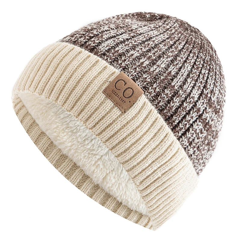 Nuovi Cappelli Invernali Unisex Bicolore Con Fodera In Pelliccia Berretto Caldo Lavorato A Maglia Per Uomo E Donna