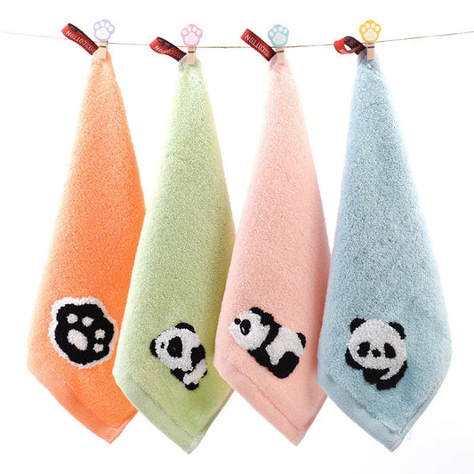 1 Pz 25x25 cm Cartoon Panda Jacquard Cotone Bambino Bambini Asciugamano per il viso Panno per il viso Acqua assorbente Morbido