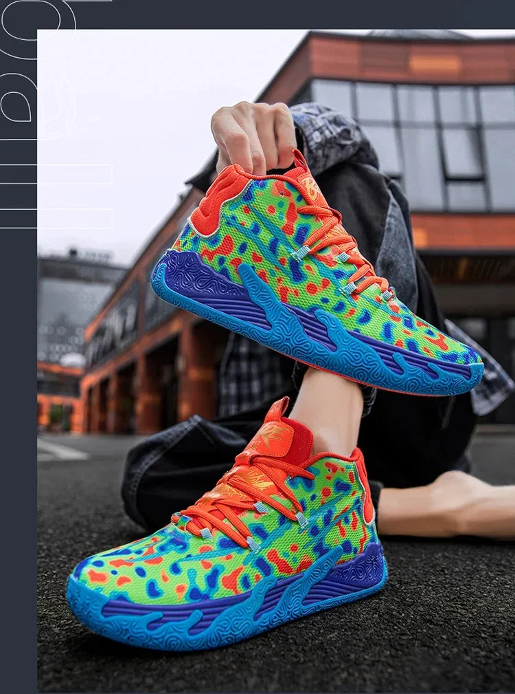 Scarpe Da Basket Da Uomo Allenamento Sul Campo Traspiranti In Mesh Antiscivolo Mid Cut Design Lussuoso