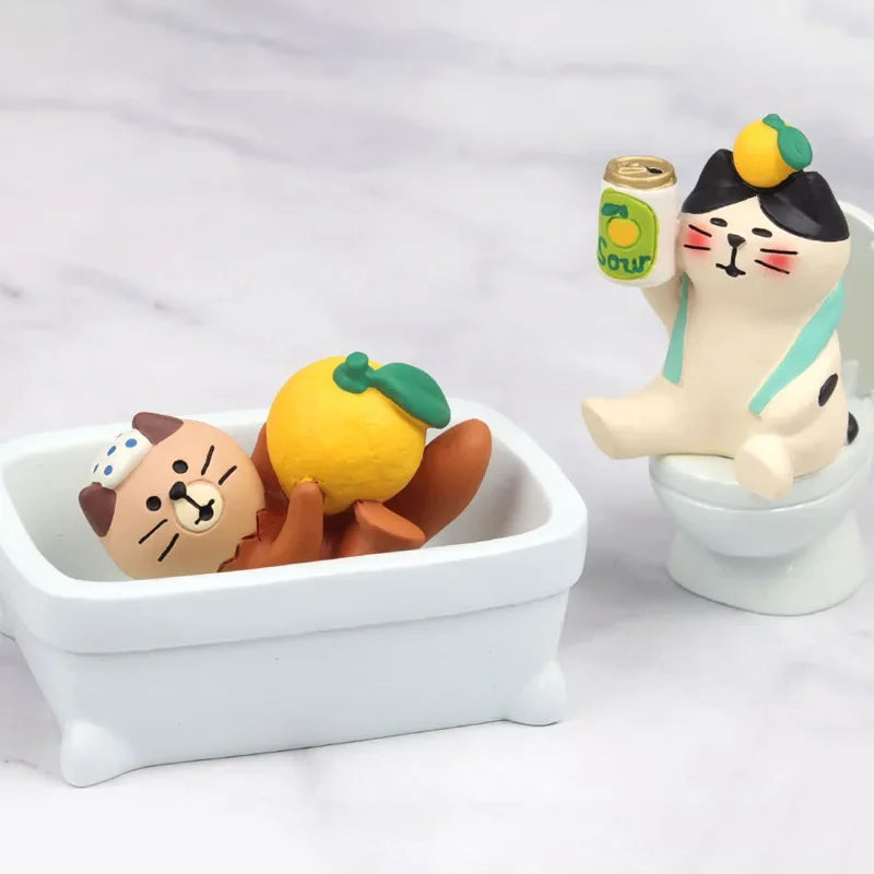 Gatto Limone In Resina Miniatura Pomelo Bath Series Decorazione Da Scrivania Regalo In Stile Giapponese Per Bambini 2024