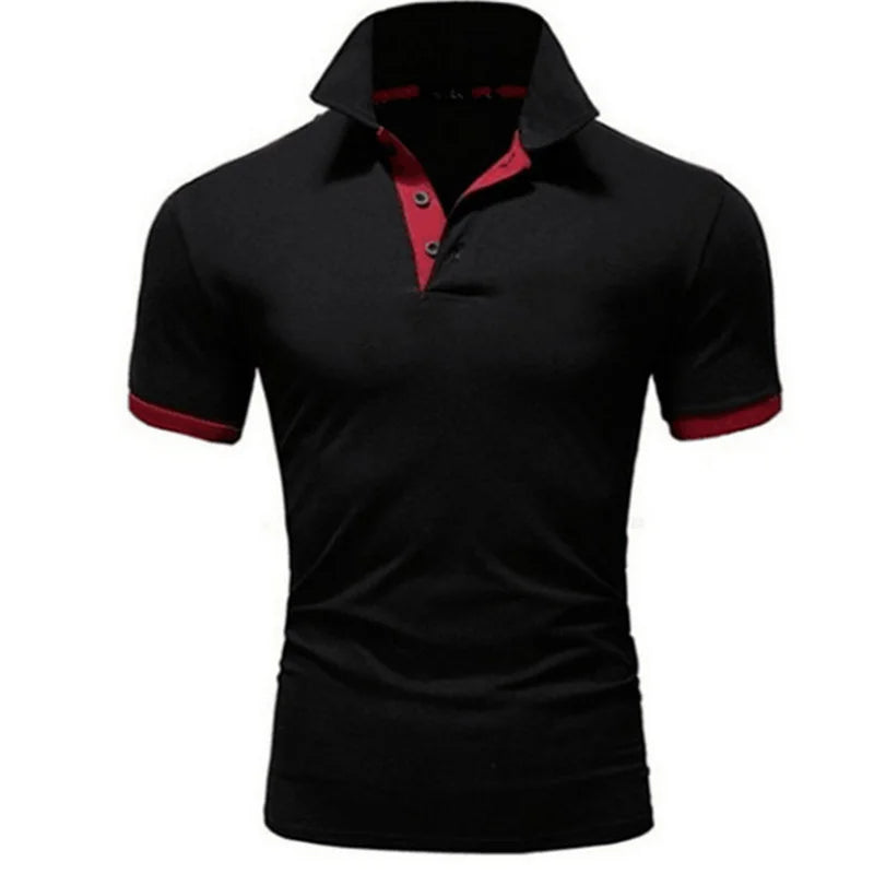 Polo Uomo A Maniche Corte Slim Fit Traspirante Antirughe Ad Asciugatura Rapida Camicia Casual