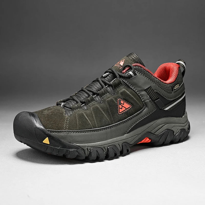 Hikeup Scarpe Trekking Uomo Pelle Alta Qualità Durevoli Esterni Suola Gomma Impermeabile
