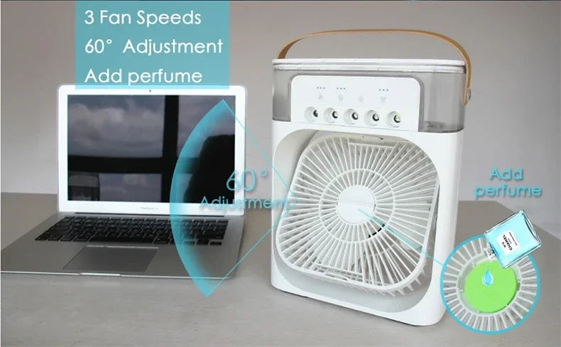Raffreddatore D'Aria Portatile Con Ventilatore A Tre Velocità Umidificatore Luci Notturne LED Per Ufficio Casa Moderna