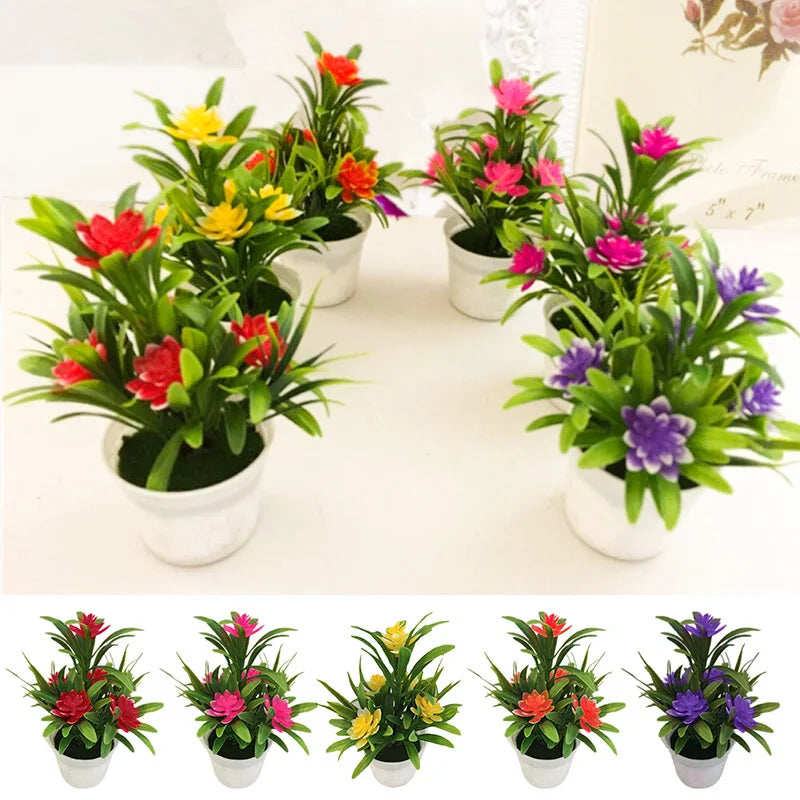 Fiori Artificiali in Vaso per Piante Decorazioni Finti in Plastica per Casa Ufficio Regalo Desktop Bonsai Festa di Nozze