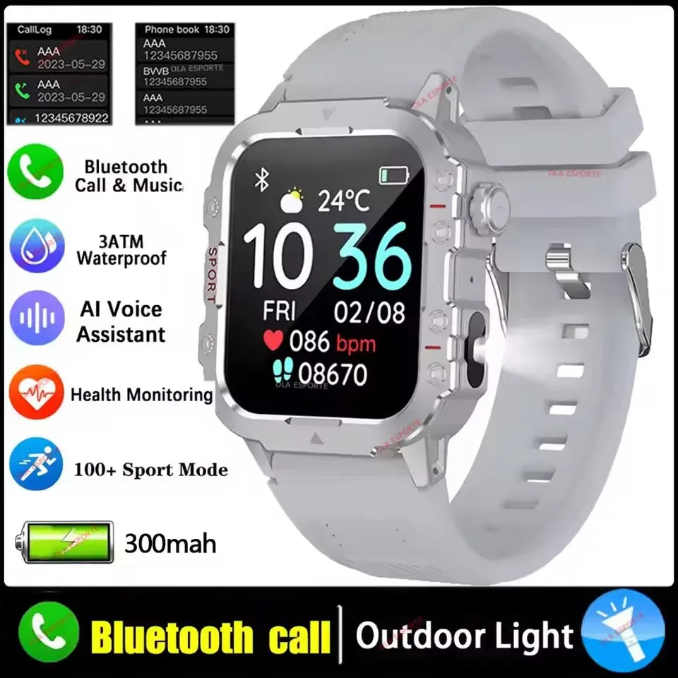 Smartwatch Militare Per Uomo 2026 IP67 3ATM GPS Bluetooth Salute Pressione Sanguigna Chiamate
