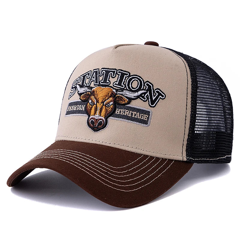 Cappello Da Camionista In Rete Traspirante Unisex Estivo Con Motivo Testa Di Toro Snapback Regolabile