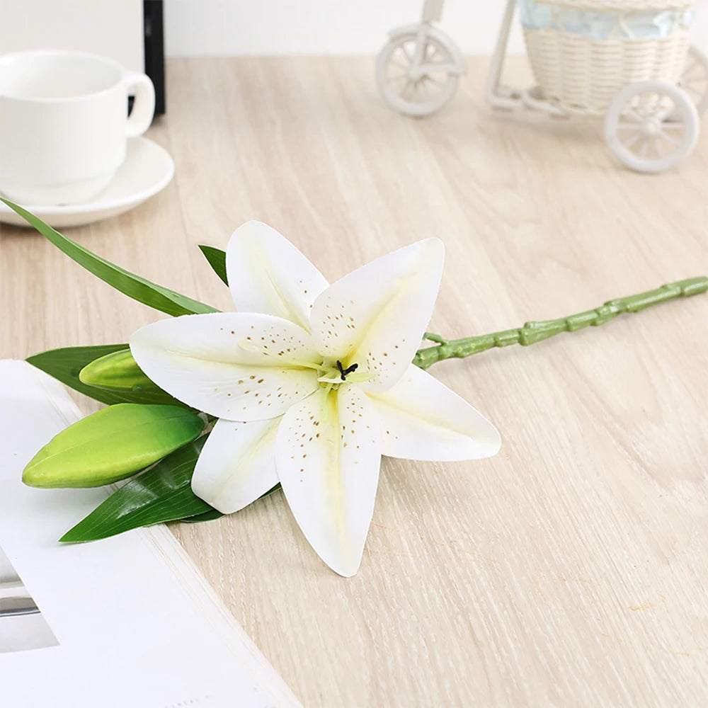 Fiori Artificiali Con Ramo Di Giglio Con Stampa 3D Dall Aspetto Reale Fiori Finti Bianchi Per Decorazione Giardino Nozze