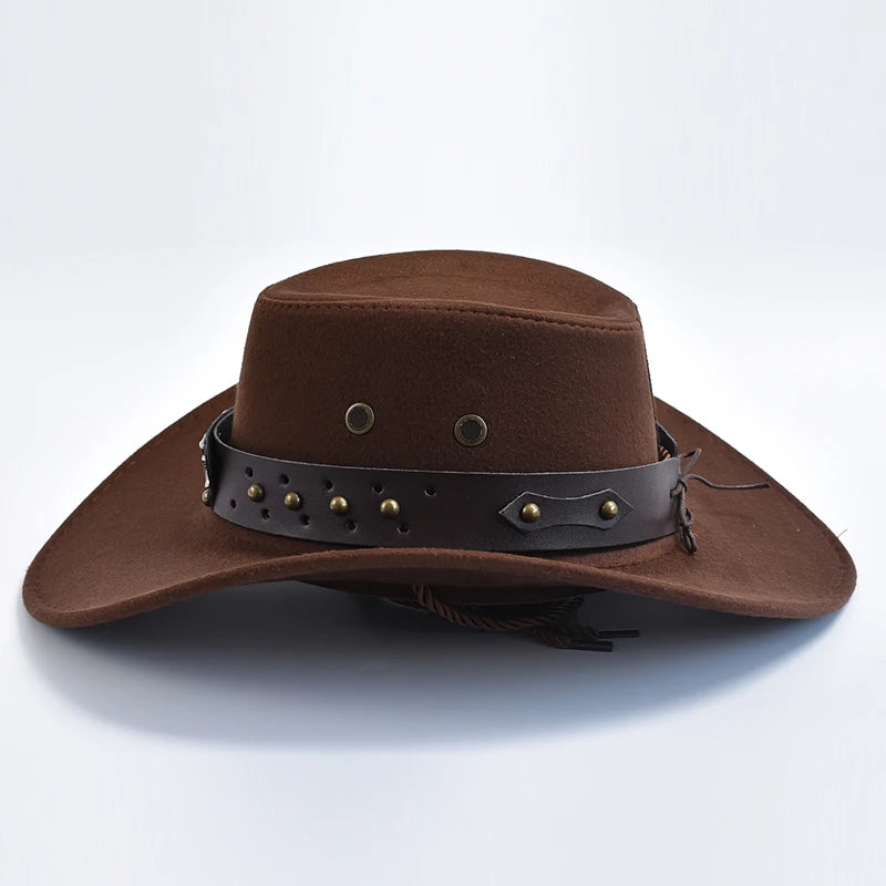 Cappello Da Cowboy In Pelle Scamosciata Artificiale Unisex Vintage Con Grande Bordo Per Cosplay E Feste