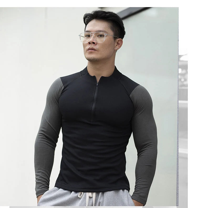 T-shirt sportiva da corsa a compressione da uomo Felpa sportiva attillata a maniche lunghe da allenamento da jogging Abbigliamento esterno Top fitness F4S2