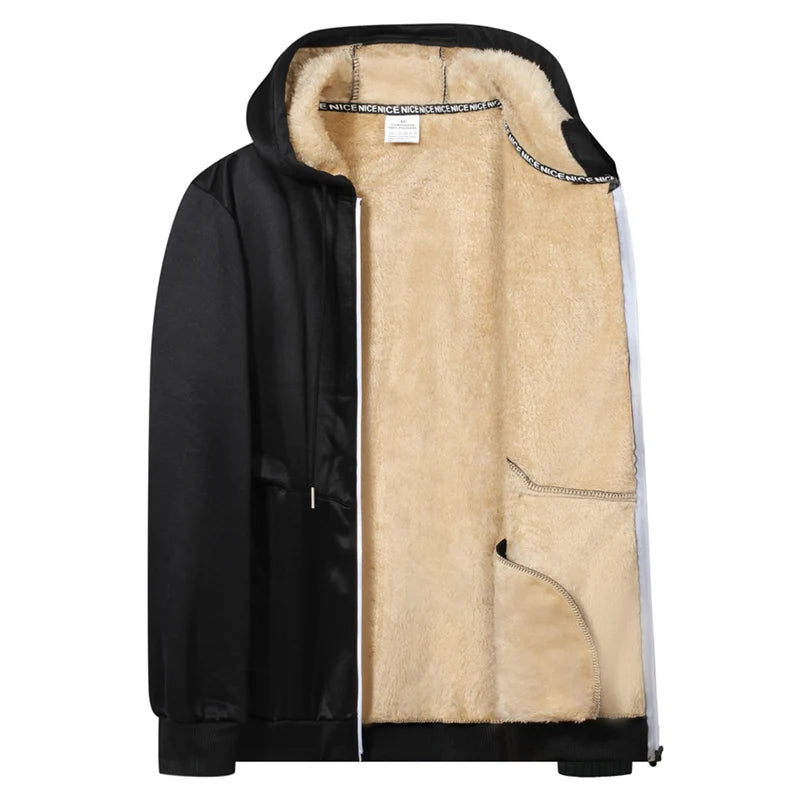 Giacche Foderate in Sherpa con Stampa Elegante da Uomo Cappotti in Pile Caldi e Accoglienti Peluche Felpa con Cappuccio