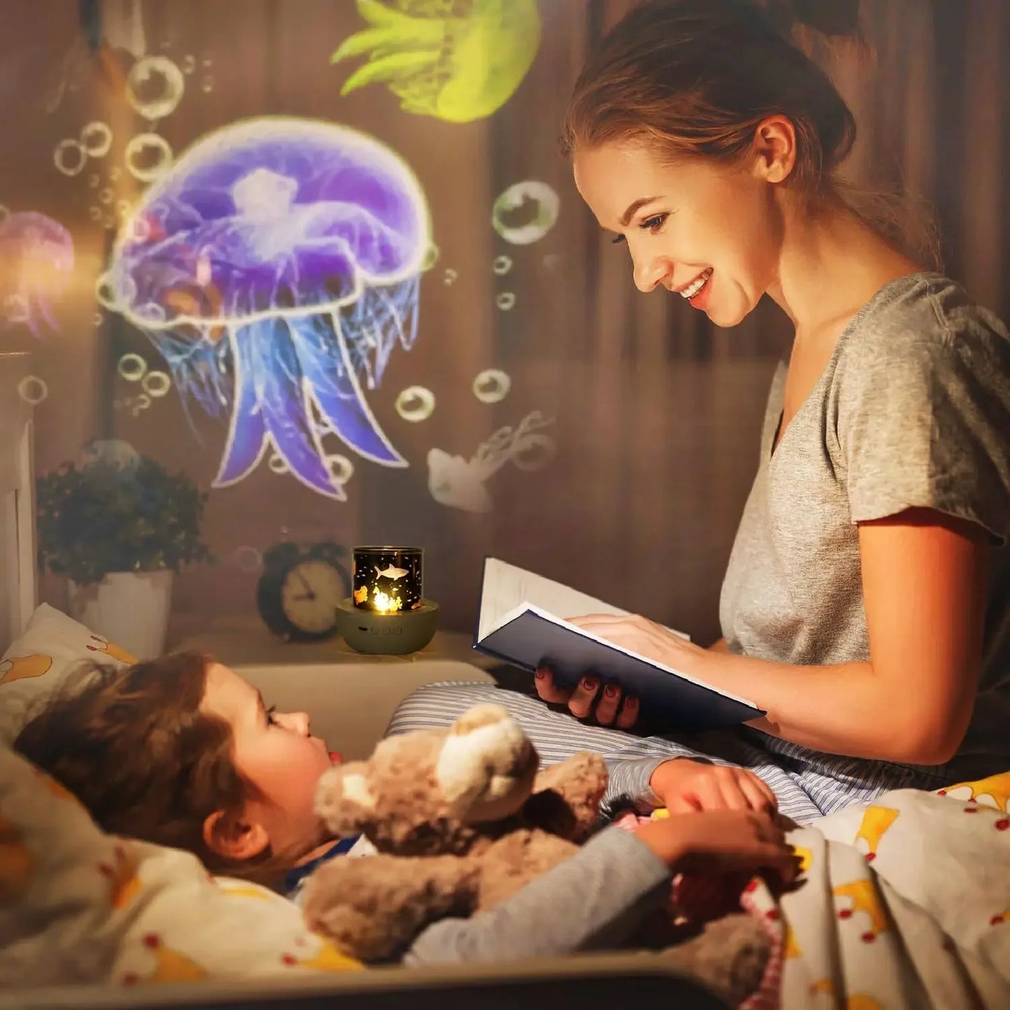 Proiettore Notturno A LED A Stelle Con Proiezione Oceanica E 15 Pellicole Regalo Di Natale Per Bambini