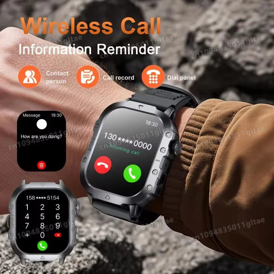 Smartwatch Militare Robusto 2026 Con GPS Chiamate Bluetooth Monitoraggio Salute Fitness Impermeabile 5ATM Per Uomo HW12