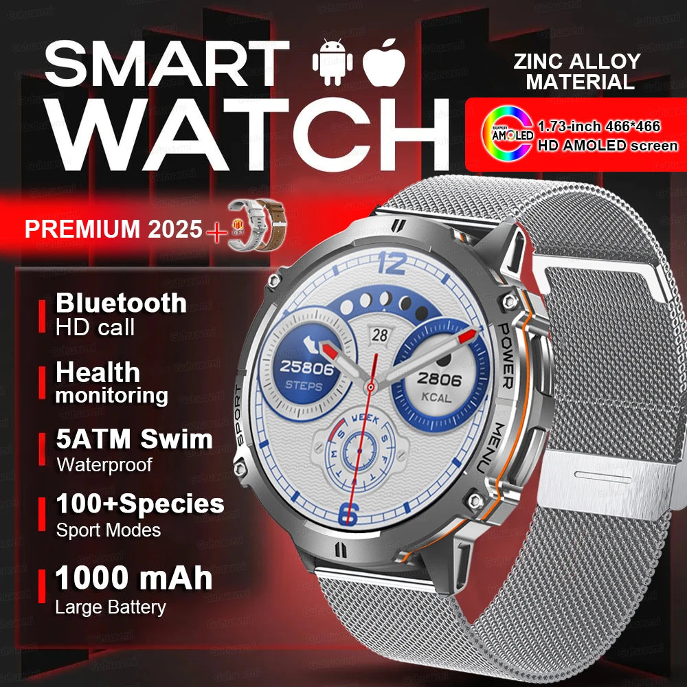Smartwatch Da Uomo Militare T Rex 3 2025 HD AMOLED Chiamata Bluetooth Impermeabile 10 ATM 1000mAh Fitness All Aperto