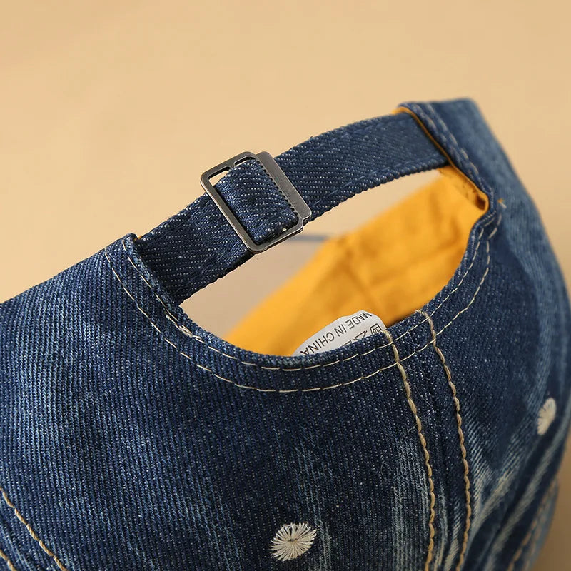 Berretti Baseball Denim Regolabili Protezione Solare Fiocco Perle Cuciture Diamante Fatto a Mano Cappelli Versatili