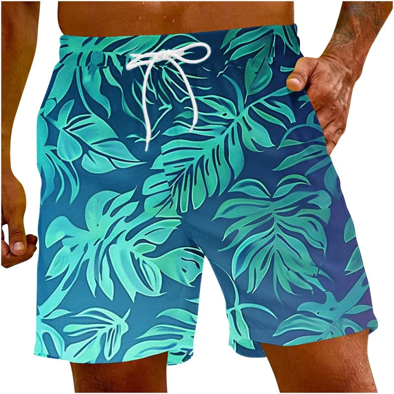 Pantaloncini Da Spiaggia Da Uomo Con Grafica Palma Tropicale E Piante In 3D Surf Hawaii Oversize