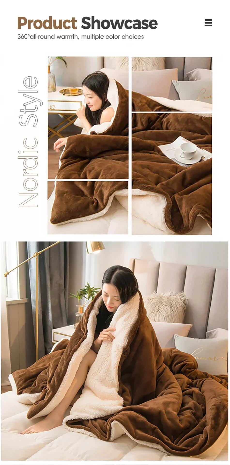 Coperta Riscaldata In Lana Portatile Doppia Faccia Antipilling Queen Letto Invernale Per Campeggio