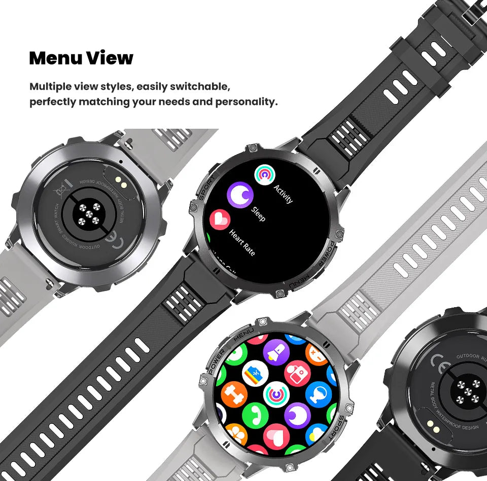 Smartwatch Da Uomo Militare T Rex 3 2025 HD AMOLED Chiamata Bluetooth Impermeabile 10 ATM 1000mAh Fitness All Aperto