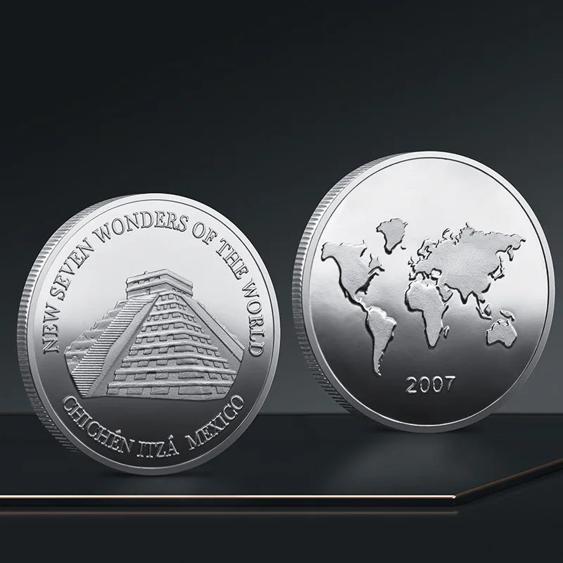 Set Di 7 Monete Placcate Oro E Argento Sette Meraviglie Del Mondo Collezione Commemorativa Viaggi