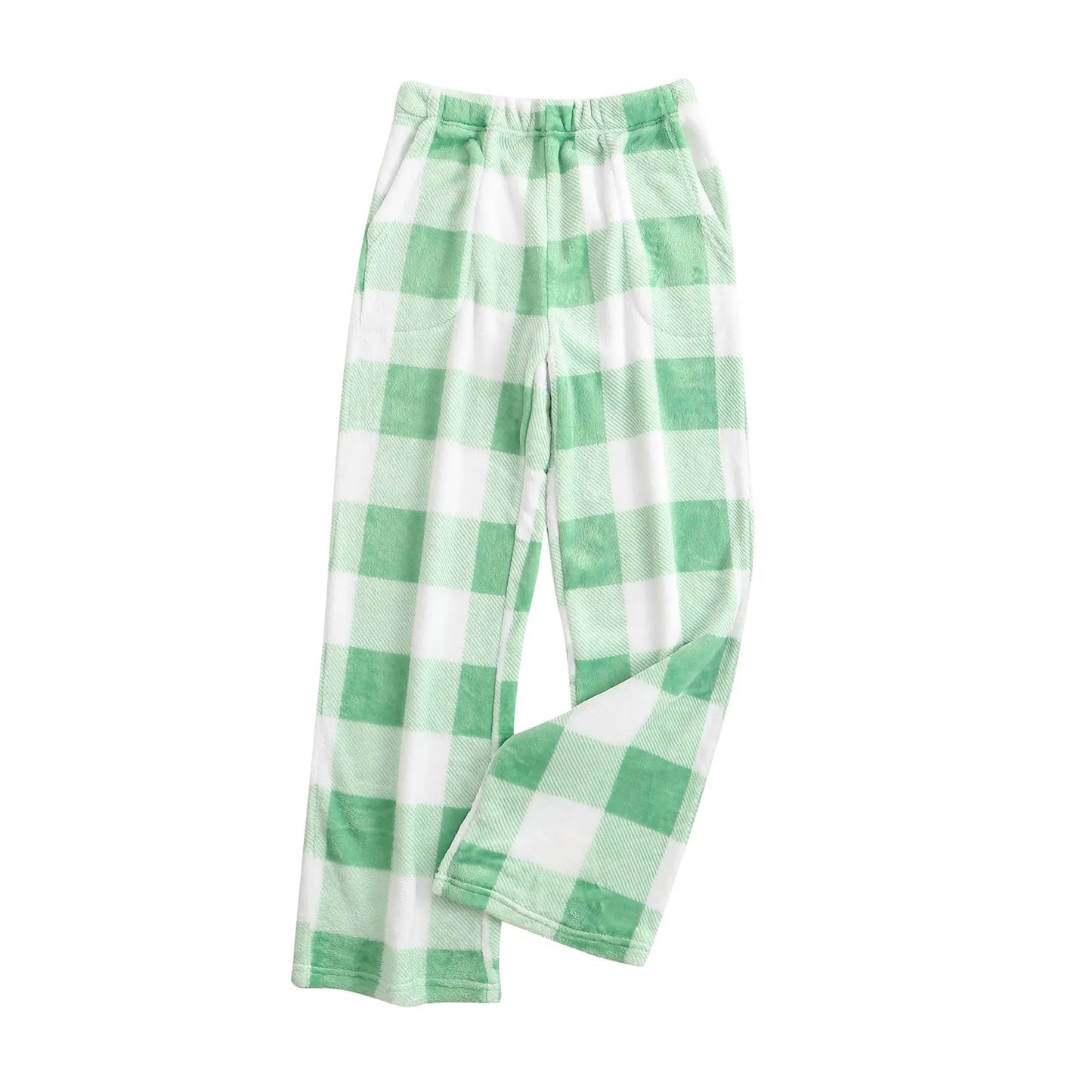 Pantaloni Del Pigiama Da Donna Con Vita Elastica E Scozzesi In Pile Morbidi Con Tasche Peluche