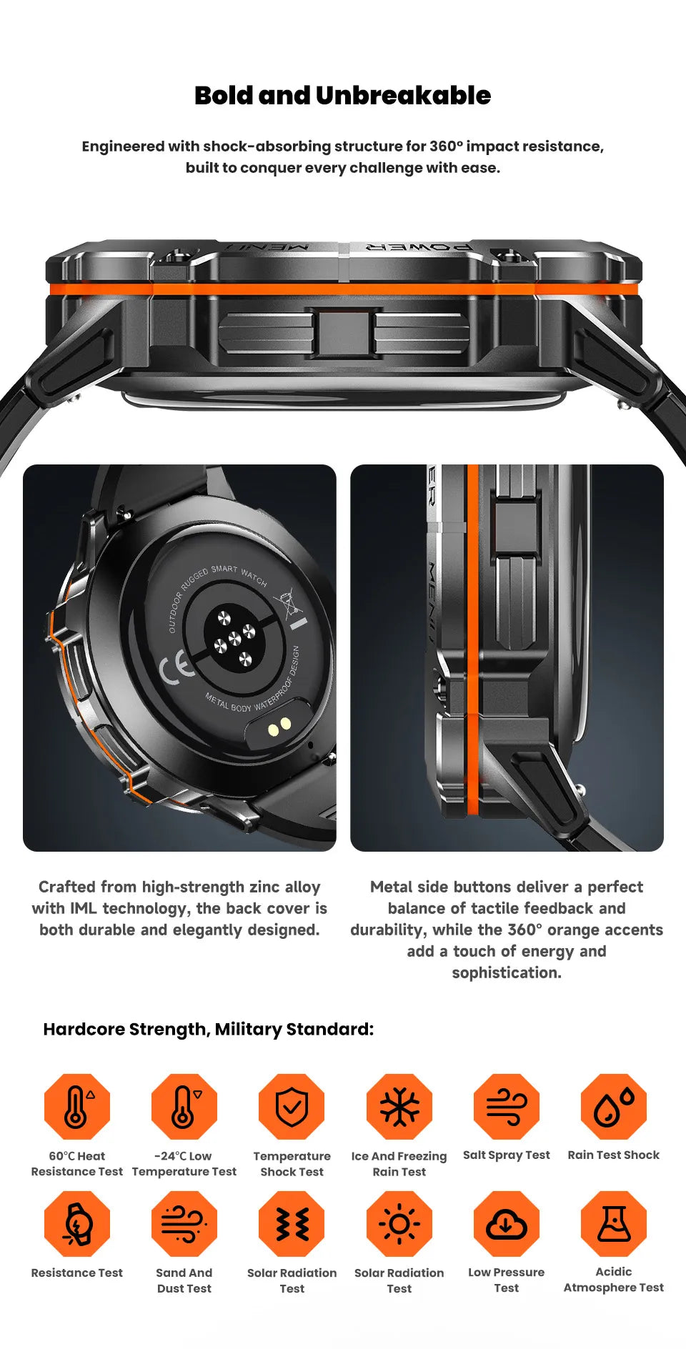 LIGE Orologio Smartwatch Uomo Con Display AMOLED Altimetro Barometro Bussola Batteria 900mAh Ultra Lunga Durata Sportivo
