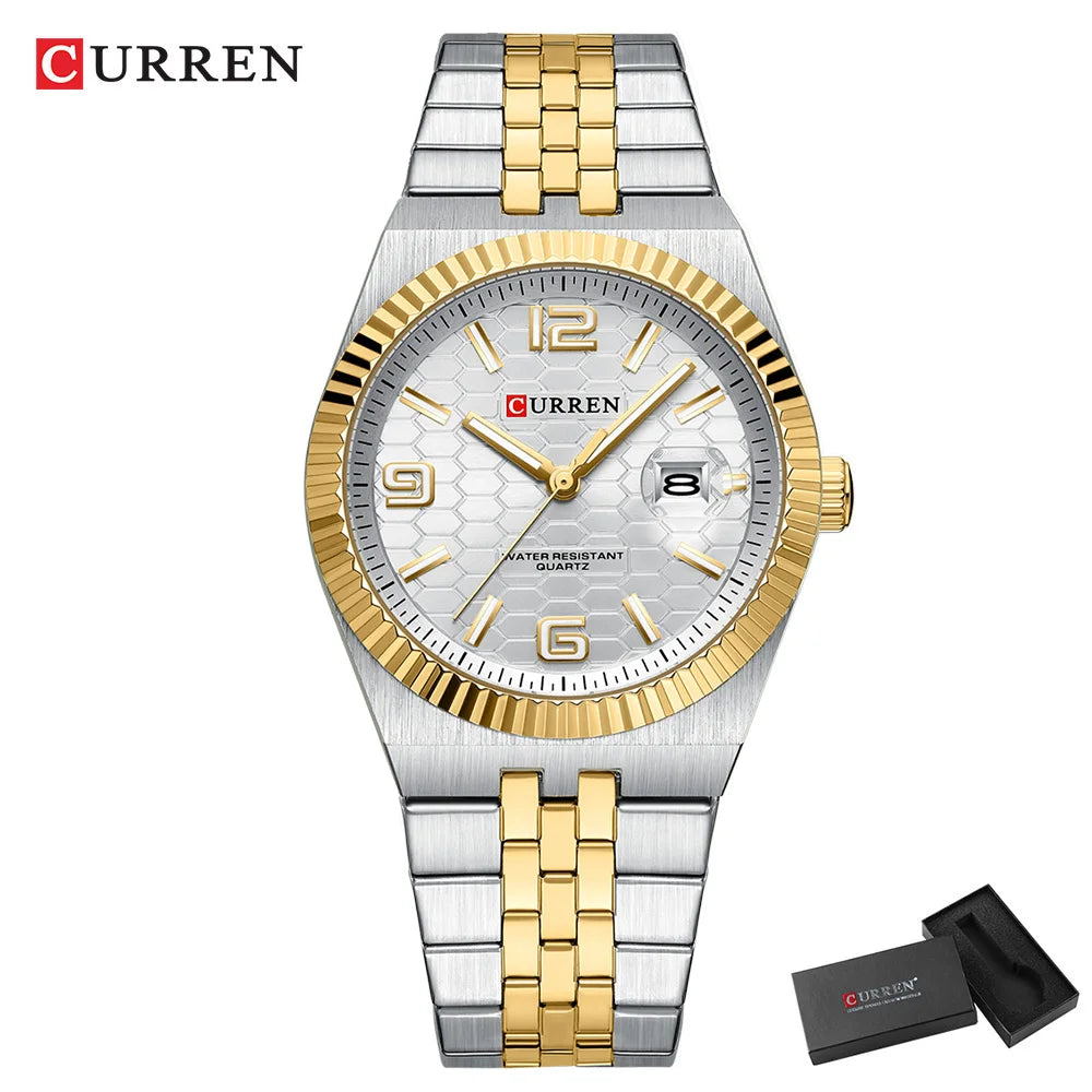 Curren Orologio Quarzo Nero Classico Con Lancette Luminose Data Automatica Cinturino In Acciaio Inox Uomo