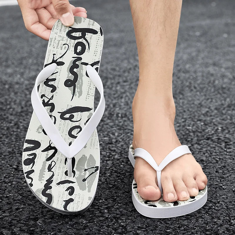Infradito Da Uomo Antiscivolo Con Suola Morbida Clip Antiscivolo Design Pittura Cinese Sabbia Da Spiaggia