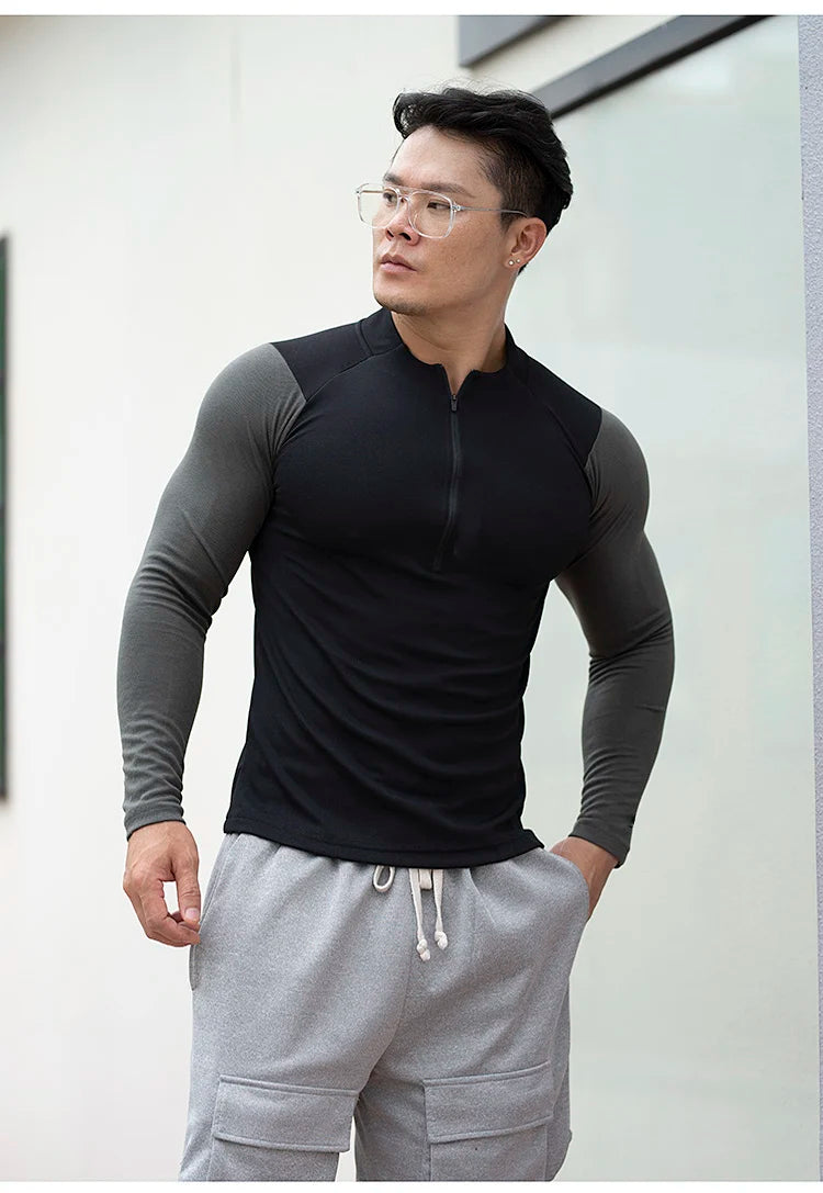 T-shirt sportiva da corsa a compressione da uomo Felpa sportiva attillata a maniche lunghe da allenamento da jogging Abbigliamento esterno Top fitness F4S2