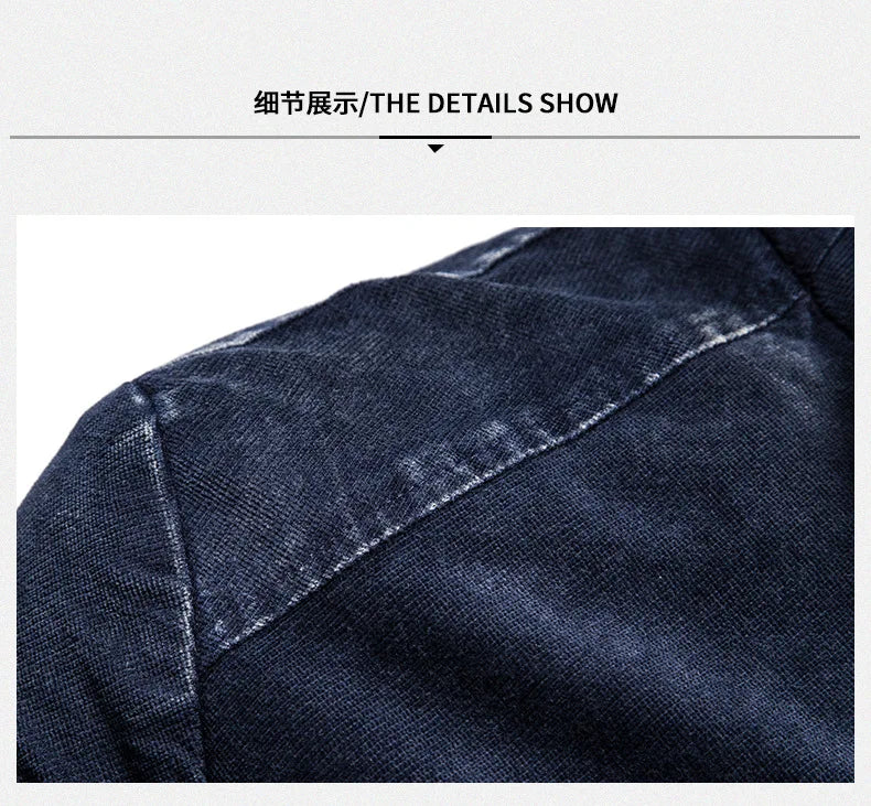 Giacche Di Jeans Da Uomo Slim Fit Primavera Autunno Retrò Capispalla Moda Denim Colletto Coreano Con Cerniera Di Marca