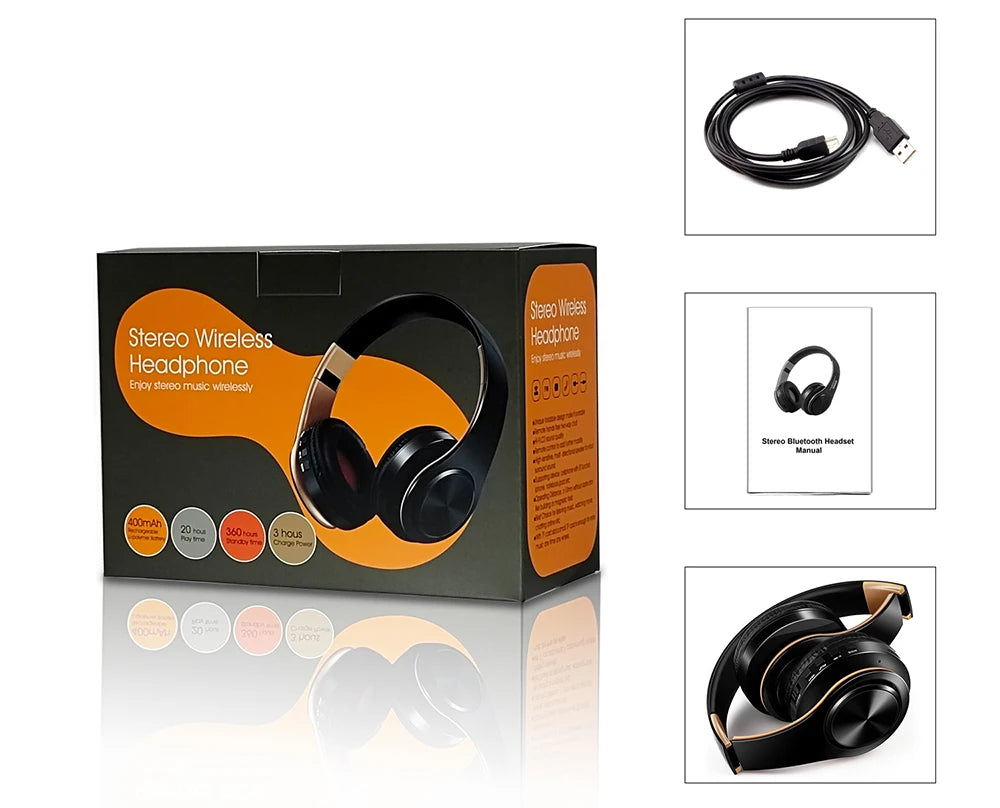 Cuffie Wireless Dorate Bluetooth con Microfono Incorporato Auricolare Stereo Universale per Android e iOS Regalo da Uomo