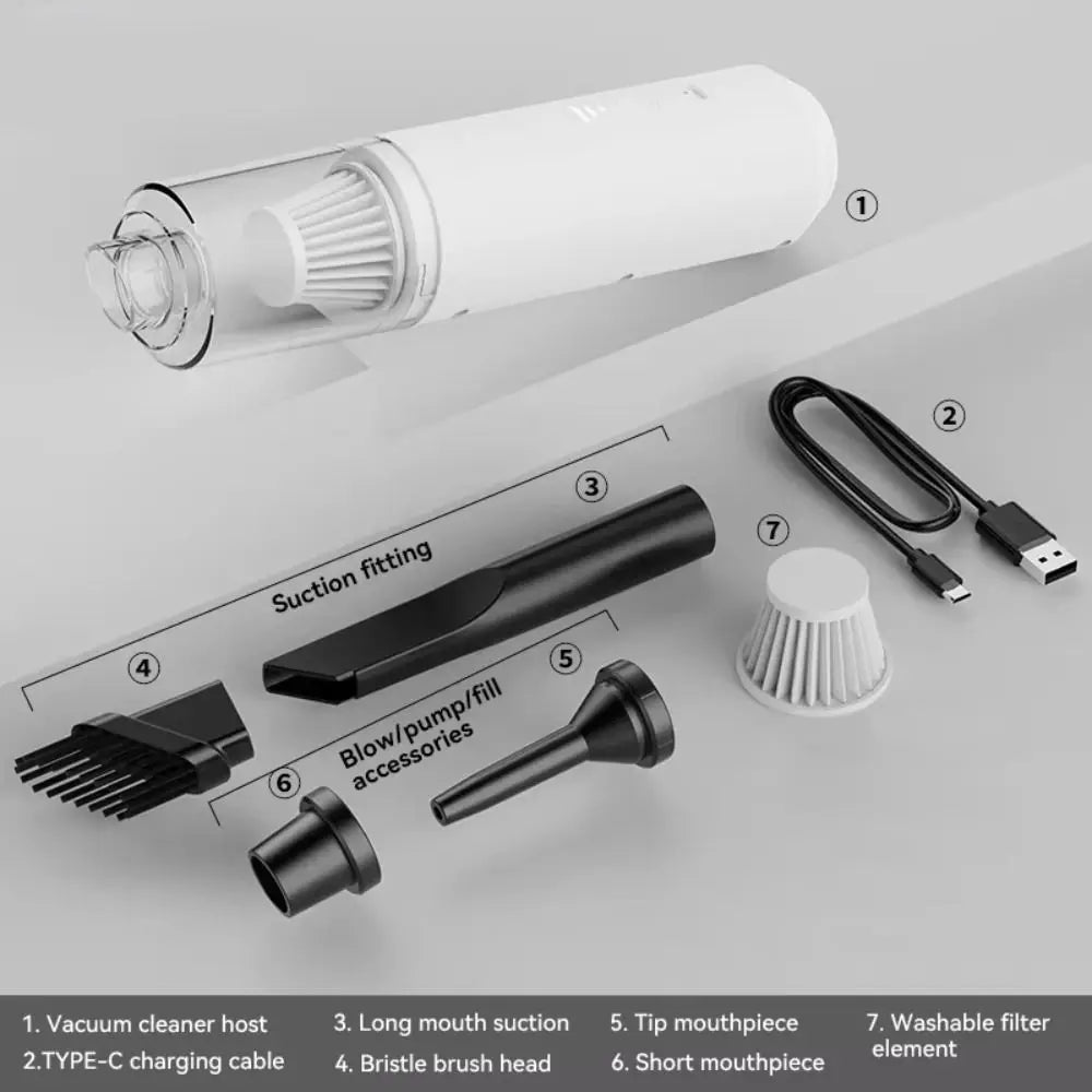 Aspirapolvere Senza Fili Per Auto Con Mini Soffiatore Elettrico Portatile A Basso Rumore Set Ricaricabile USB C