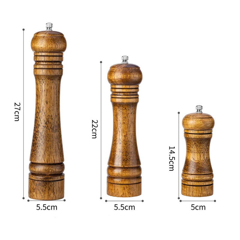 Macinapepe e Sale in Legno Massello da 5 8 10 Pollici Macinacaffè Per Spezie Con Nucleo Ceramico Regolabile