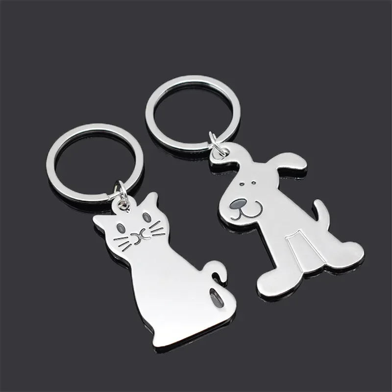Portachiavi Per Cani E Gatti Carino Per Donna Gattini Fortunati Per Auto Uomo S056 Argento
