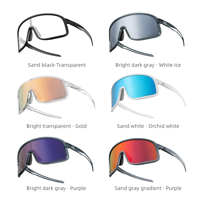 ROCKBROS Occhiali Da Ciclismo Da Sole Polarizzati UV400 Con Montatura Grande Protezione Occhi Antivento Per Bici