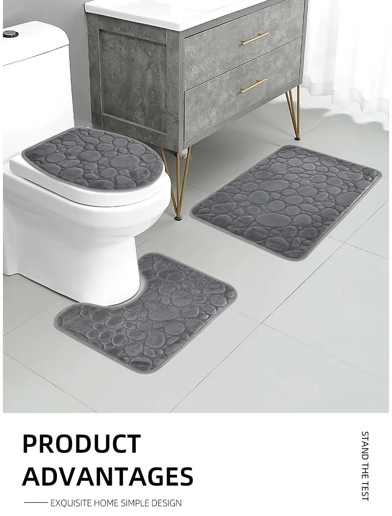 Set Da Tre Tappetini Da Bagno In Microfibra Antiscivolo Assorbenti In Tinta Unita Comodi E Morbidi
