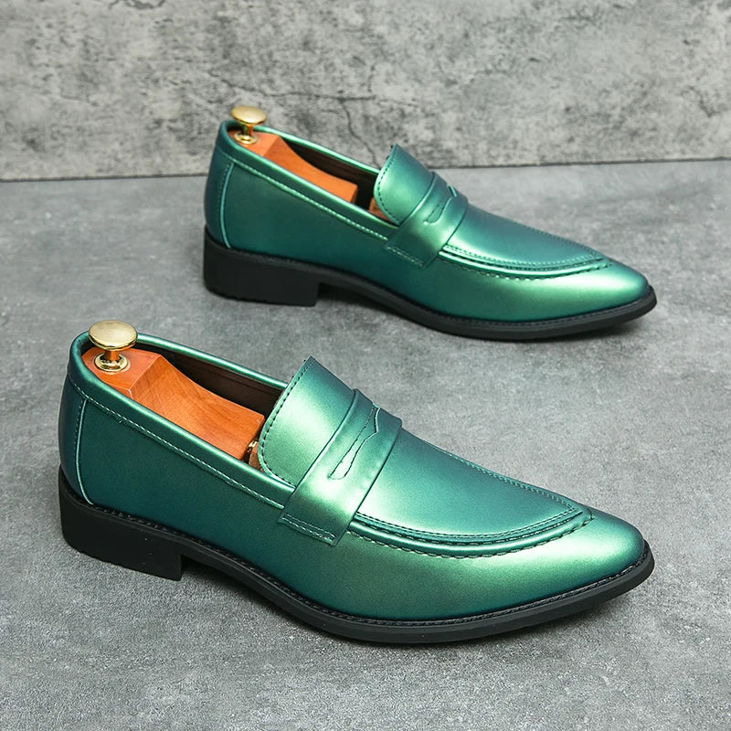 Scarpe Da Uomo In Pelle Oxford Verdi E Viola Scarpe Da Lavoro Classiche Mocassini Casual Eleganti