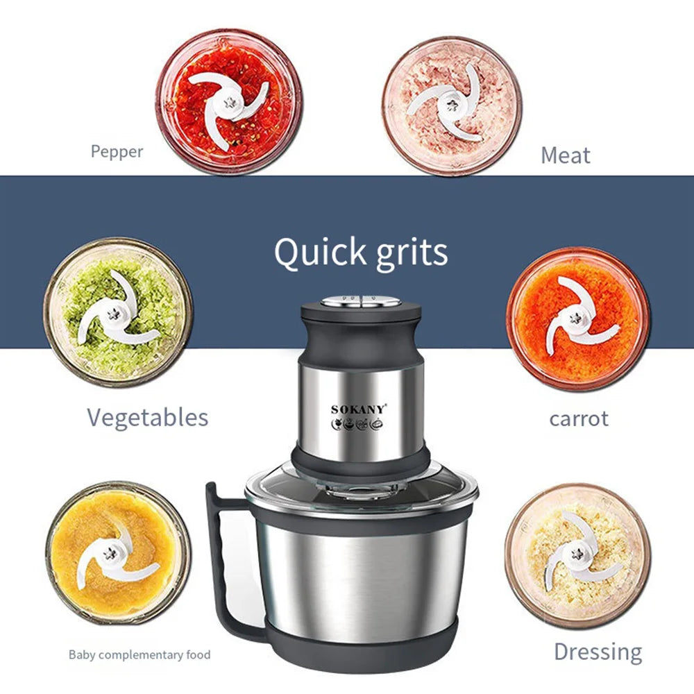 Tritacarne Elettrico 800W 3L In Acciaio Inox Frullatore Mixer Cucina Processore Alimentare Tutto in Uno 220V