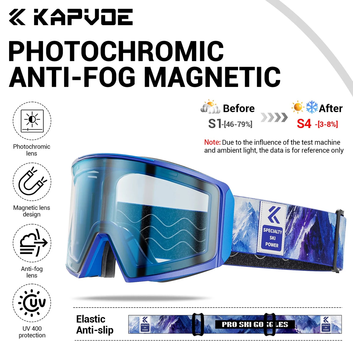 Kapvoe Occhiali Da Sci Fotocromatici E Maschera Da Snowboard Antiappannamento UV400 Per Uomo E Donna Occhiali Inverno