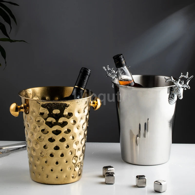 Secchiello Per Il Ghiaccio In Acciaio Inossidabile Dorato Con Motivo Martello Creativo Per Vino Rosso Champagne