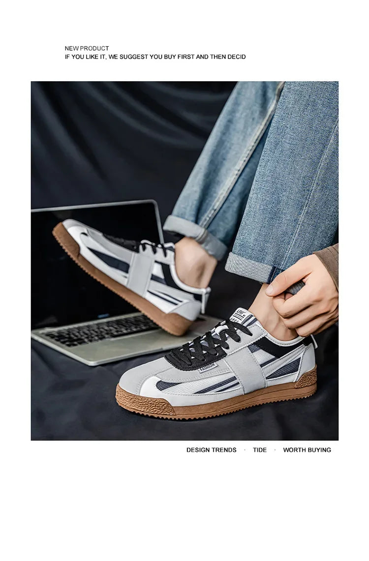 Scarpe Casual Uomo Traspiranti In Tela Versione Aggiornata Primavera Estate Punta Tonda Fodera In Poliestere