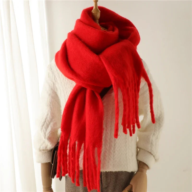 Sciarpa Invernale Per Donna Cashmere Caldo Pashmina Morbida Grande Scialle Con Nappa Poncho Lungo Echarpe