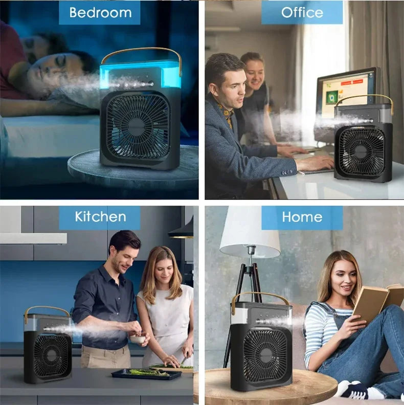 Raffreddatore D'Aria Portatile Con Ventilatore A Tre Velocità Umidificatore Luci Notturne LED Per Ufficio Casa Moderna