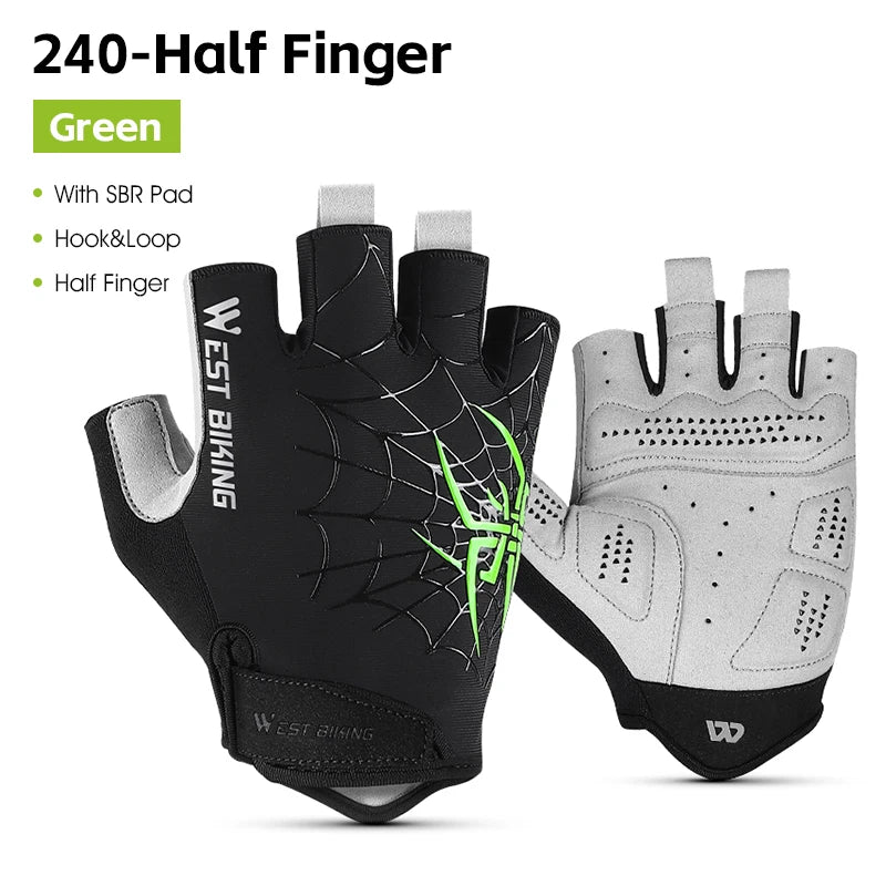 West Biking Guanti da Ciclismo Mezze Dita Con Motivo Ragni Cool Spider Estivo MTB Guanti da Strada Touch Screen