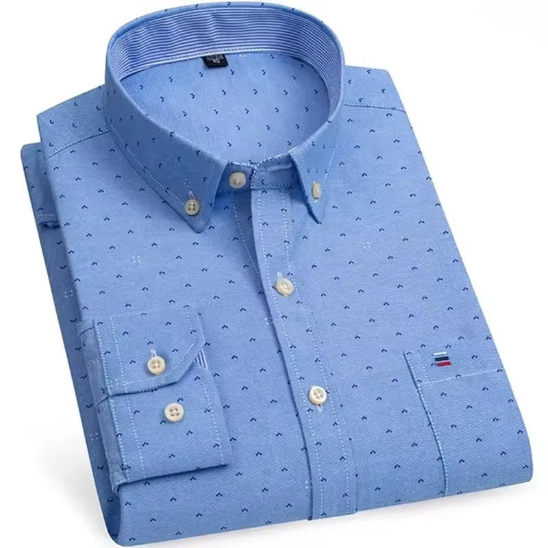 Camicie Da Uomo In Cotone Oxford A Quadri Bamboople Tasca Singola Maniche Lunghe Abbottonata Vestibilità Standard 6XL 7XL