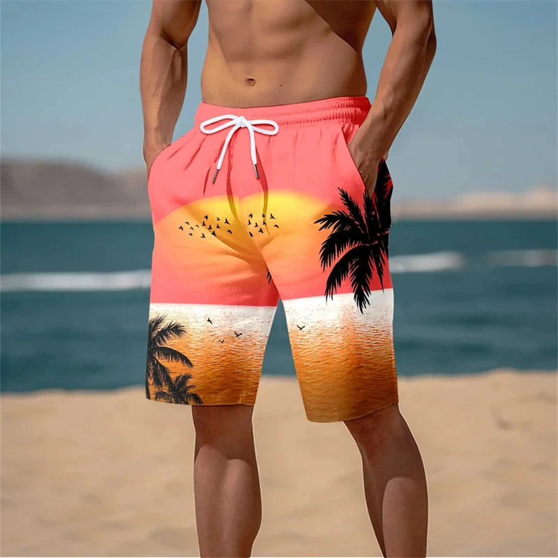 Pantaloncini Da Spiaggia Uomo Con Stampa Palme 3D Harajuku Surf Grafica Palmo Estate Costume Da Bagno Hawaii Fresco