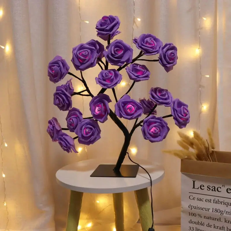 Lampada Albero Fatato Da Tavolo A LED Con 24 Luci Rosa E Foglie Di Acero Decorazione Romantica USB Per Nozze Halloween