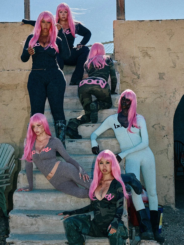 Tuta Due Pezzi Da Donna Con Giacca Cappuccio E Leggings Abbinati Slim Fit Streetwear Sportivo